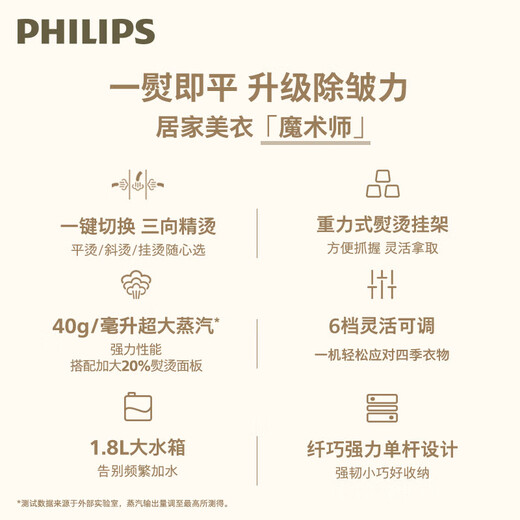 飞利浦（PHILIPS）家用手持挂式电熨斗熨烫机白魔方 6档调节配熨衣垫1800W-STE1050 6档调节配熨衣垫1800W-STE1050