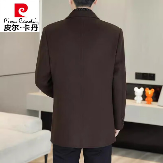 Pier Cardin high-end double-sided wool coat men's suit collar scarf remove down liner men's wool coat men's black [72 wool + removable down liner] 2XL [156-170Jin[Jin equals 0.5 kg]]