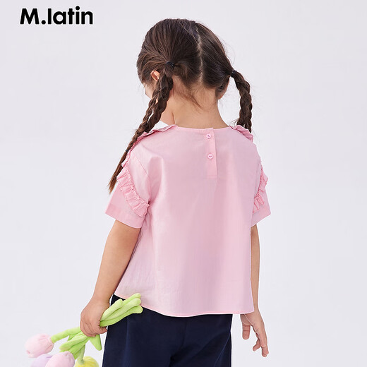 M.Latin/M.Latin/Mall same style children's clothing children's shirt summer new style short-sleeved shirt for girls rose pink 90