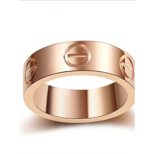 DR-FLVVS Fat Donglai's same style 18K rose gold nail ring classic AU750 men's and women's wedding ring love couple pair rose gold three diamonds wide version US size 9 (national code 19-20)