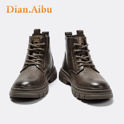 Dian.Aibu轻奢马丁靴男2025夏季新款头层牛皮英伦风工装靴真皮高帮靴子男 棕色【品牌马丁靴】限量款 41