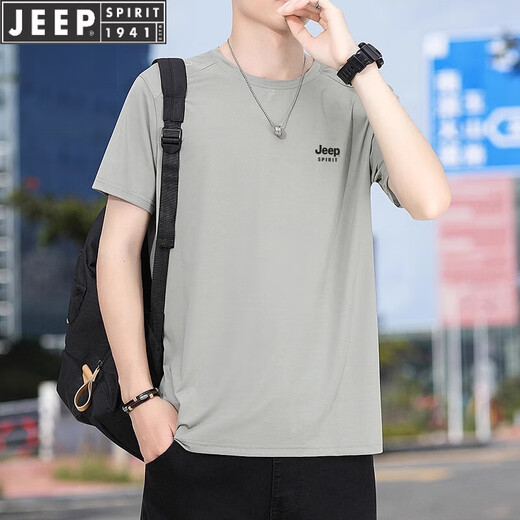 Jeep Spirit High-End-Kurzärärt-T-Shirt für Männer im Sommer Sport trocknende Kleidung für dünne Ice Seide Atmungsfreie losen losen kurze t-stress trendige Männer in Marineblau 17088 L (Empfohlen 110-130jin [Jin gleich 0,5 kg]))