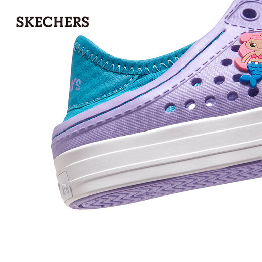 Skechers children's shoes, bubble shoes, summer girls' slip-on sandals, clogs, casual, comfortable, breathable, versatile sandals, lavender/light green/LVAQ size 30