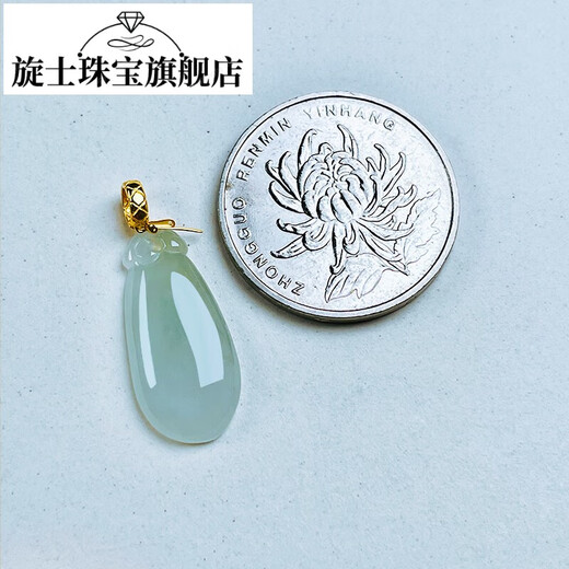 Xuanshi 18k gold universal buckle head 18K gold circle pattern melon seed buckle Buddha jade jade inlaid K gold pendant buckle K yellow oblique needle suitable for light and small items within 1 yuan coin