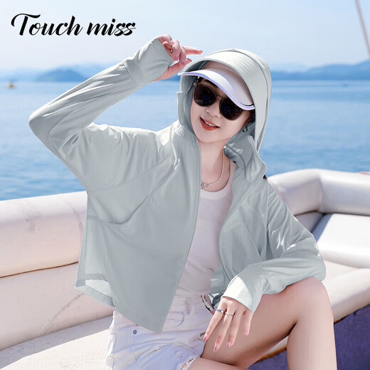 Tachimis Touchez les vêtements de protection solaire en vrac simple et simple pour les femmes 2025 Été Nouveau style mince mince épissage épissant mince à capuche à capuche à la brume glacée M 80-115jin [Jin est égal à 0,5 kg]