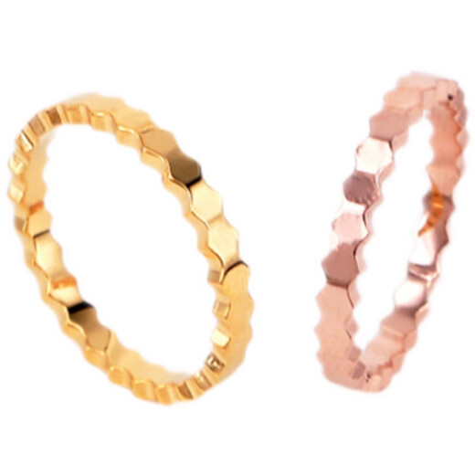 Fat Donglai's same style honeycomb ring 18k light luxury exquisite atmosphere ins style honeycomb titanium steel plated 18K rose gold for women rose gold US size 8