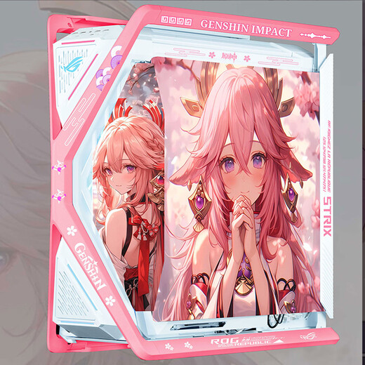 Asus (Asus) Rog GR701 Schöpfung Gott Fall Schneeblas-Fall Eva Asuka Co-Branded Desktop-Fall Argb Light Board Vollturm Custom Case White Case Power Water Kühlung Set yae Gott Thema (Pink White Creation God + Light Board)