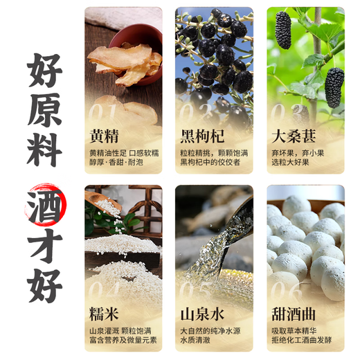 沽品福黄精黑枸杞桑葚酒纯果发酵5斤 低度微醺正宗原汁原浆养生水果酒 黄精黑枸杞桑葚酒5斤