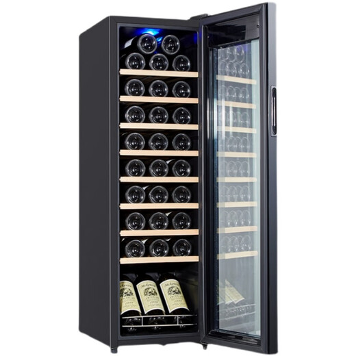 Double small red wine cabinet constant temperature wine cabinet household compressor living room tea red wine thermostatic cabinet air-cooled 31 pieces Zhenhei series C model 31 pieces metal shelf