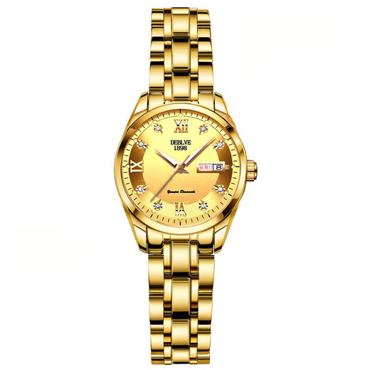 
Shanghai official website fully automatic mechanical women's watch women's waterproof luminous diamond-inlaid double calendar Korean female student wrist high-end women's 690-white silver belt adjusting watch