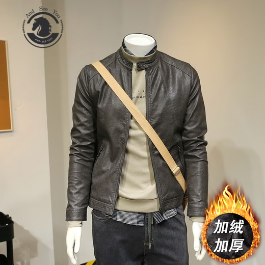 ANDSEEYOU Men's Spring and Autumn Retro Soft Leather Clothes Motorcycle Leather Jacket Leather Jacket Men's Casual Handsome Jacket Fashionable Men's Clothing Black Spring and Autumn Style M 100-110Jin Jin is equal to 0.5 kg