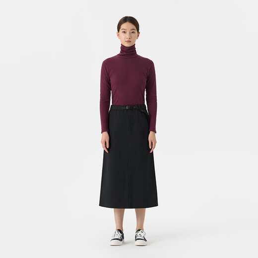 MUJI women's mercerized twill narrow skirt long skirt women's autumn skirt BEY02C4A black M (160/66A)