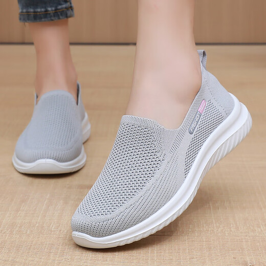 Huili brand broken-size spring and summer old Beijing cloth shoes women's single shoes casual breathable mesh mother's shoes non-slip soft sole middle-aged and elderly 6636-pink single shoes [normal size] 34