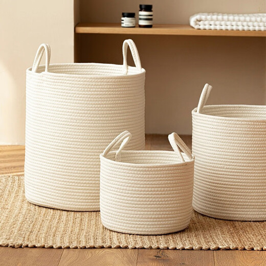 Ou Runzhe jute hand-woven cotton basket dirty clothes basket dirty clothes storage basket dirty clothes basket portable storage bucket large size