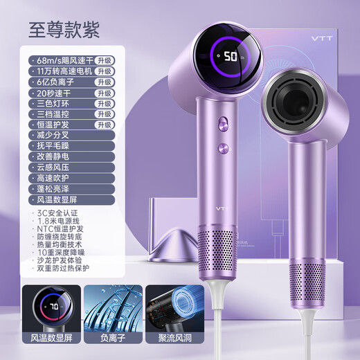 VTT Germany high-speed hair dryer household negative ion high-power does not hurt the power generation hair dryer dormitory portable quick-drying silent noise reduction hair dryer birthday gift for girls Mid-Autumn Festival