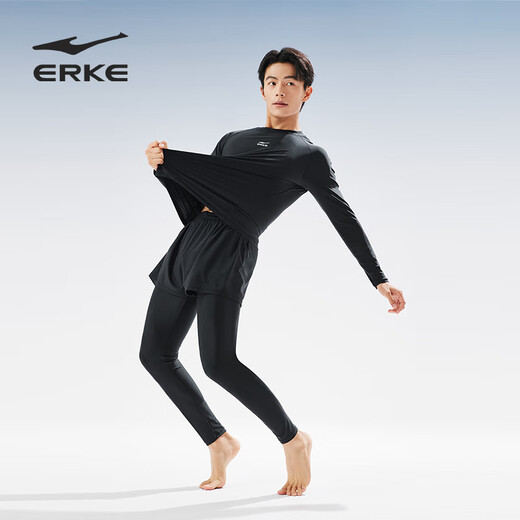 鸿星尔克（ERKE）男士分体泳衣泳裤三件套装 长袖上衣冲浪潜水泡温泉游泳装备