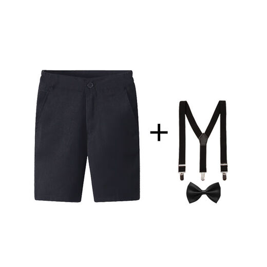 Hui beautiful children's black trousers, girls' trousers, boys' spring and autumn trousers, primary school students' performances, older children's school uniform trousers, casual trousers, trousers + suspenders 110cm