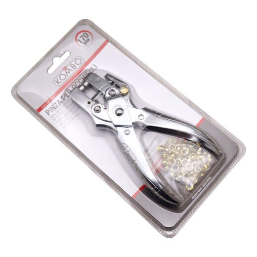 XMSJ皮带打孔器家用气眼打孔钳单孔可打孔压扣钳金属护圈装订器打扣机 6174压扣钳+4.5mm金色扣