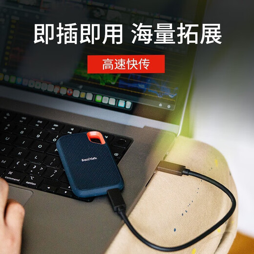 闪迪（SanDisk） 移动固态硬盘 NVME高速SSD E61存储USB3.2 极速 4T读速高达1050MB/S