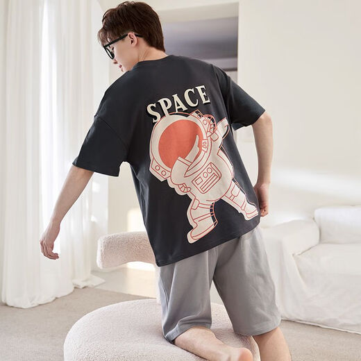颂玫芬新款睡衣男夏季短袖青年卡通蜡笔小新男士家居服套装夏天 1478毛绒熊 L 小(95-110斤)