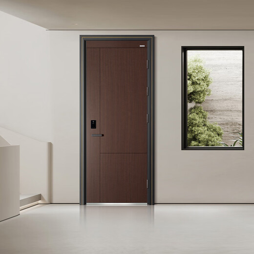 金艺盾门业（D03苏黎世)甲级木纹转印入户门嵌入式智能锁支持私人订制 D03苏黎世子母门