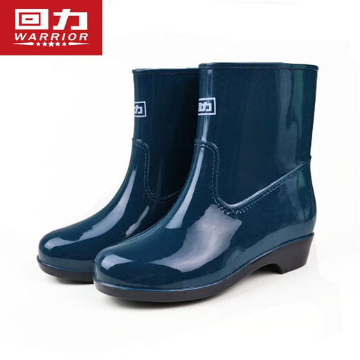Warrior rain boots for women, fashionable outdoor mid-calf waterproof rain boots, rubber shoes, rain boots overshoes, non-slip rubber shoes, wear-resistant, dark green 38