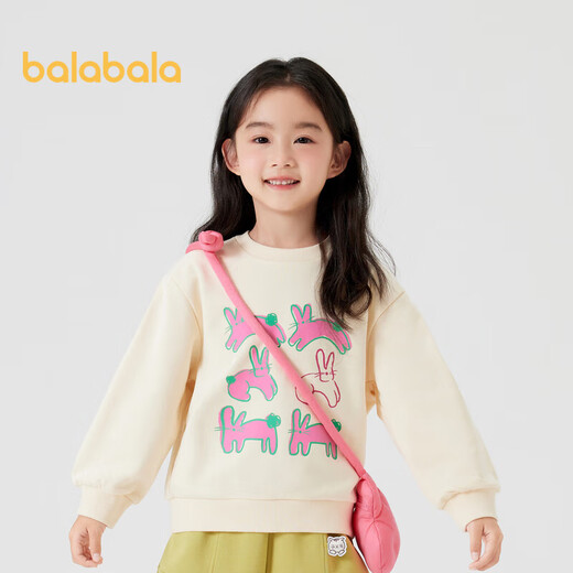 Balabala children's sweatshirt girls 2024 spring and autumn cartoon rabbit sweet round neck pullover top cute 208324121001