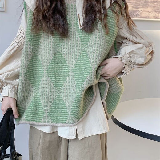 FHHUABD毛线马甲针织背心女2023秋冬款大码胖mm学院风坎肩外穿宽松洋气外 黑色9901单件毛衣好 5XL 码200-230斤