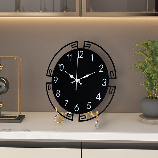 Puduo Clock Decoration HOME DECOR New Chinese Style Table Clock Living Room Desktop Pendulum Clock Art Clock Table Clock TV Cabinet Atmospheric Internet Celebrity Ornament Desktop Clock Large Size 30*32cm