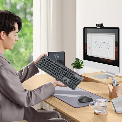 Logitech K865 Беспроводная механическая клавиатура Bluetooth клавиатура 104-ключ полноразмерная клавишная клавиатура Красная оси играет клавиатура (K845 модель модели) ежедневная бизнес-клавиатура K865 Black и белый клавиш