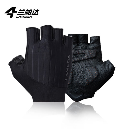 Lampada Bicycle Half Finger Gloves Cycling Gloves Short Finger Spring and Summer Lightweight Perspiration Equipment for Men and Women Black M