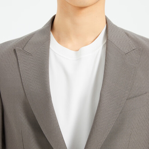 利郎青年商务男装【50%绵羊毛】西服男肌理提花休闲西装外套Q5CDX09 灰咖 170A