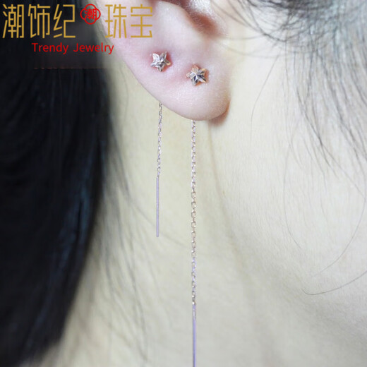 DL 1998 Fat Donglai same ear wire color gold 18k gold gold unicorn jewelry Russian 585 purple gold women's model rose gold 14 long pair