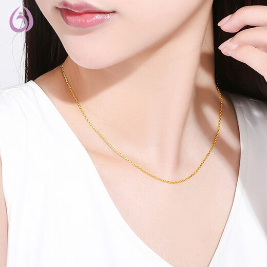 Feixiangge bag 18k gold color necklace women's clavicle chain color gold pigment chain O-shaped chain versatile gift for girlfriend's birthday 18K gold O-shaped chain M buckle