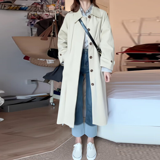 GARNUO卡其色风衣外套女中长款2025新款早春秋季小个子高级感超好看大衣 卡其色 M【101-115斤】