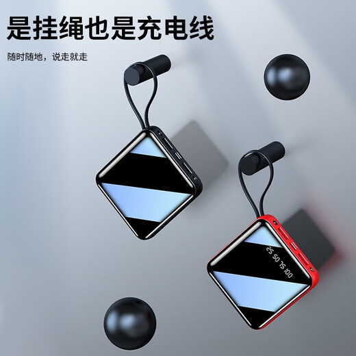 ZNNCO 3C certified, can be used on airplanes, 20,000 mAh power bank, compact and portable, comes with cable, mini fast charge, large capacity power bank, suitable for Apple and Xiaomi, fast charging version, five outputs, three inputs, four wires, can be used on airplanes, 20,000 mAh, black