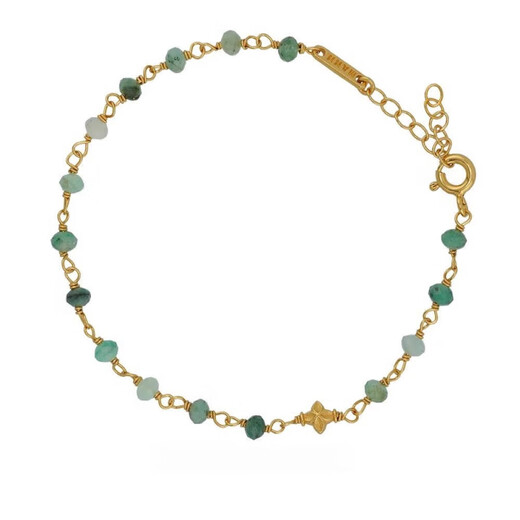 DL 1998 Fat Donglai same style tanzanite bracelet four leaf clover and emerald 925 silver gold plated high color retention micron gold plated tanzanite one size fits all