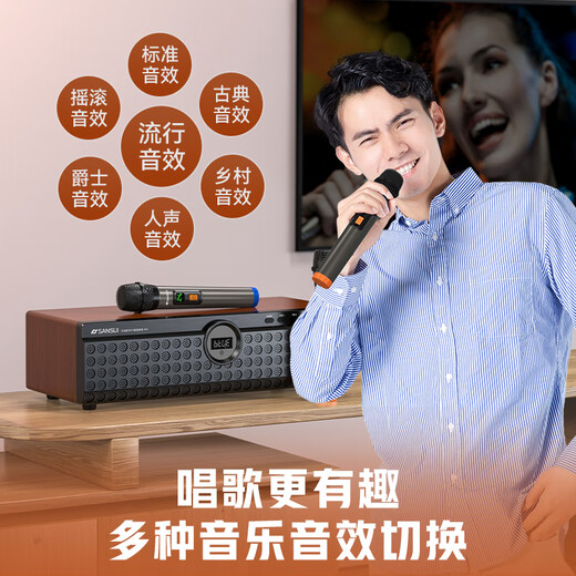 SANSUI N12 home KTV audio set home karaoke audio karaoke all-in-one machine high-power desktop TV HiFi Bluetooth speaker subwoofer living room music player