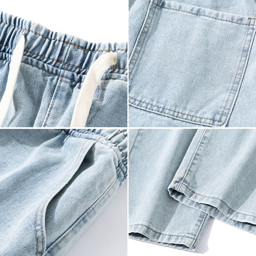 Jeep Spirit Jeans für Männer 2025 Frühlings- und Sommer-neue modische und vielseitige lose Hose für Männer geradee Weitbein-Hosen H36 Retro Blue XL