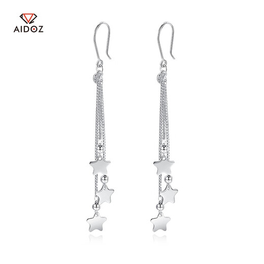 Aido Diamond pt950 platinum long star earrings for women, platinum tassel ear hook earrings for girlfriend, weight 4.1-4.3 grams + delivery certificate + rose gift box