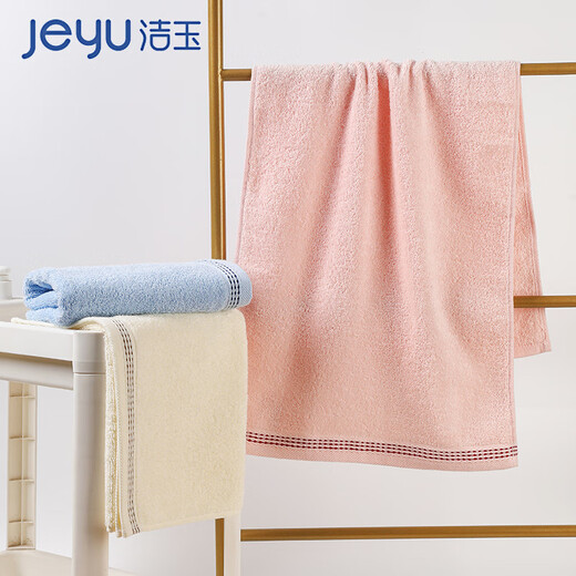 Jieyu 2 pieces pure cotton face towel household soft absorbent cotton bath towel skin large face towel pure cotton face towel (beige + blue