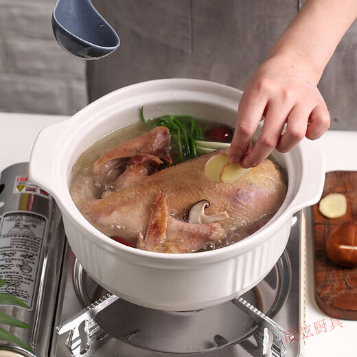 XMSJ European Quality Casserol Topf Keramik kleiner Auflaufkaser-Topf-Suppe Topf Eintopftopf-Gasgassuppe Weiß Weiß für 3-5 Personen 3271 ml