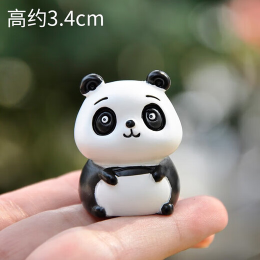 Collection of cute giant panda small ornaments, cute panda doll desktop small ornaments for classmates to give birthday gifts for children, happy panda (set of 7) + gift box + light string