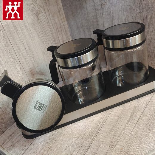 ZWILLING German-made glass seasoning box 3-piece set kitchen seasoning jar combination household salt shaker MSG bottle round seasoning jar three-piece set