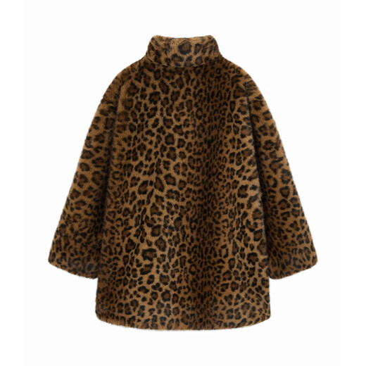 ELLE KIDS children's clothing yellow brown eco-friendly imitation fur jacket for girls winter new old money style leopard print coat leopard print color 165 (M)