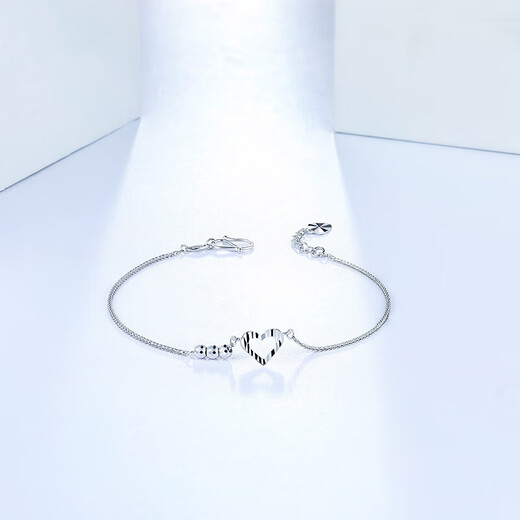 Saturday Fu PT950 heart-shaped platinum bracelet for women PT072779 about 2.32g 16+2cm birthday gift