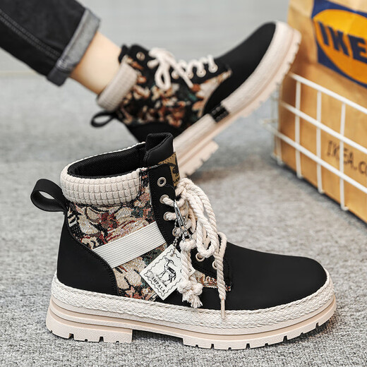 
Playboy Martin Boots Men's Boots 2025 New Cotton Shoes Autumn and Winter Men's Shoes High Top Snow Boots Men's Fleece Thickened Warm Boots Black CPL1255128 42