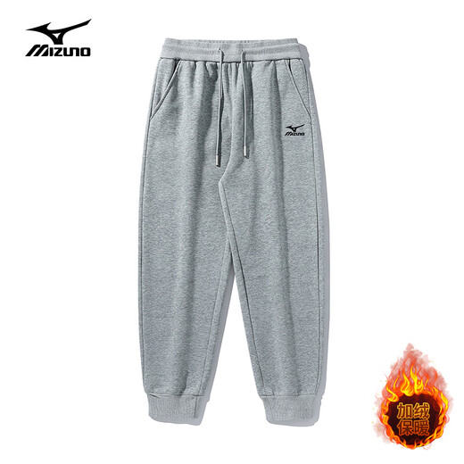 Mizuno (MIZUNO) outdoor casual sweatpants men's autumn and winter drawstring leg loose velvet straight pants black MJN1597 (drawstring) velvet 3XL 170-190Jin Jin equals 0.5 kg