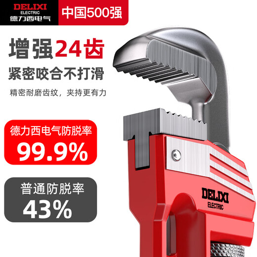 DELIXI ELECTRIC pipe wrench pipe wrench water pipe pliers multi-function plus self-tightening reinforced plastic pipe wrench 24 inches