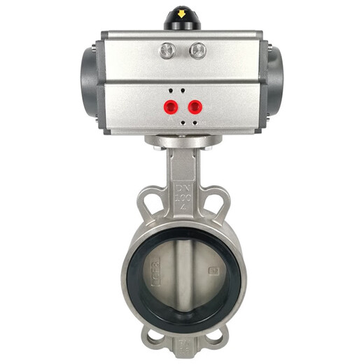 D671X / F-16p en acier inoxydable Valve de papillon pneumatique 304 paires Type de serrage Tetrafluoro Valve DN100 150 250 300 DN200 (acier inoxydable + joint Tetrafluoro)